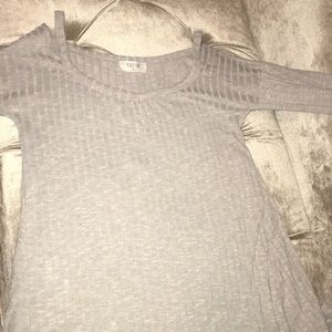 Gray cold shoulder sweater